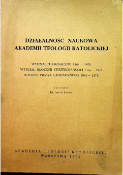 Działalność naukowa Akademii Teologii Katolickiej