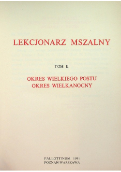 Lekcjonarz Mszalny Tom II