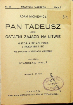 Pan Tadeusz czyli ostatni zajazd na Litwie 1929 r.
