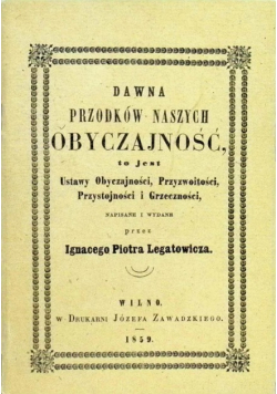 Dawna przodków naszych obyczajność