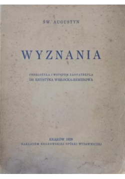 Święty Augustyn Wyznania 1929 r.