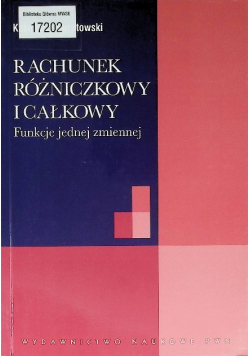 Rachunek różniczkowy i całkowy Funkcja jednej zmiennej