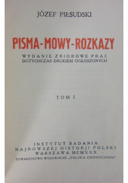 Pisma-mowy-rozkazy. Tom I, 1930 r.