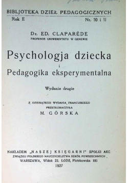 Psychologia dziecka i pedagogika eksperymentalna