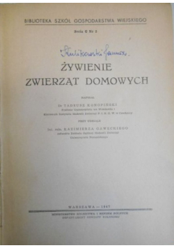 Żywienie zwierząt domowych 1947 r.