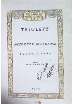 Triolety i Wiersze Miłosne 1922 r.