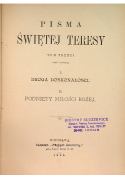 Pisma Świętej Teresy tom trzeci 1900 r.