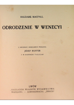 Historya malarstwa Tom II Odrodzenie w Wenecyi ok 1912 r.