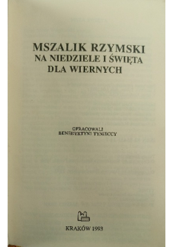 Mszalik Rzymski na niedziele i święta dla wiernych