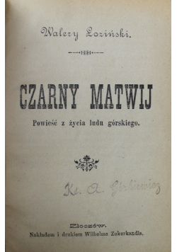 Czarny Matwij 1923 r.