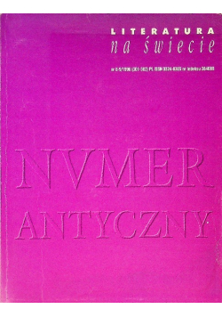 Literatura na świecie. Numer antyczny Nr 8-9 / 96