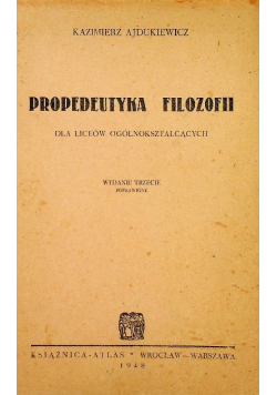 Propedeutyka filozofii 1948 r.