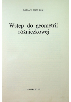 Wstęp do geometrii różniczkowej