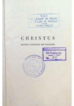Christus Manuel D`Histoire Des Religions 1944 r.