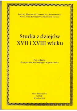 Studia z dziejów XVII i XVIII wieku