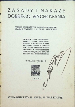 Zasady i nakazy dobrego wychowania, 1928 r.