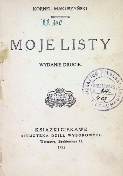 Moje listy 1923 r.