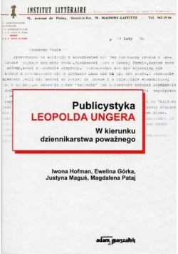 Publicystyka Leopolda Ungera