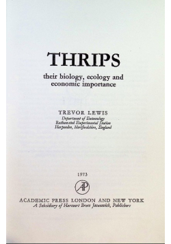 Thrips Their Biology Ecology and Economic Importance