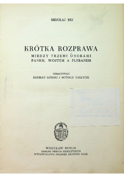 Krótka rozprawa między trzemi osobami Panem Wójtem a Plebanem
