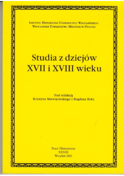 Studia z dziejów XVII i XVIII wieku