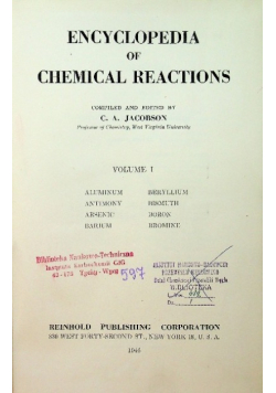 Encyclopedia of chemical reactions Volume 1 1946 r