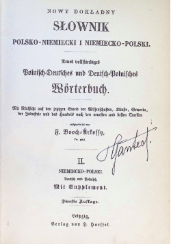 Nowy dokładny Słownik polsko niemiecki i niemiecko polski II około 1872 r.