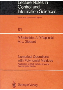 Numerical Operations with Polynomial Matrices Volume 171