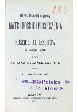 Obraz łaskami słynący matki boskiej pocieszenia 1891 r