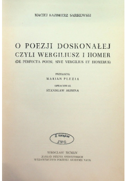 O Poezji doskonałej czyli Wergiliusz i Homer