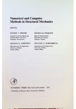 Numerical and Computer Methods in Structural Mechanics