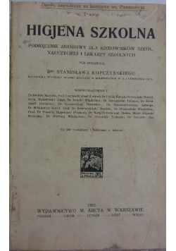 Higjena Szkolna 1921 r.