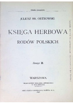 Księga herbowa rodów polskich Zeszyt III 1898 r.