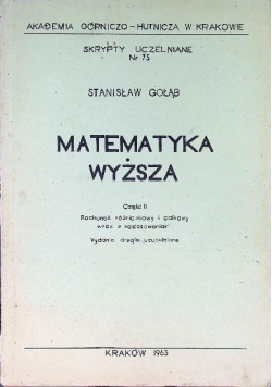Matematyka wyższa Część 2