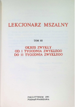 Lekcjonarz  mszalny Tom III