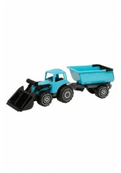 Traktor z ładowaczem i przyczepką 57cm turkusowy
