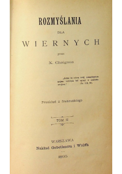 Rozmyślania dla wiernych Tom II 1895 r