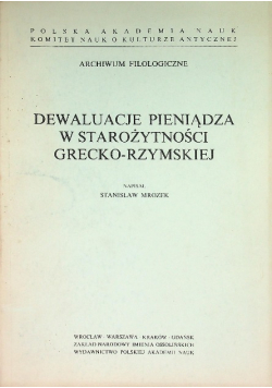 Dewaluacje pieniądza w Starożytności Grecko Rzymskiej