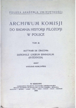 Archiwum Komisji do badania Historii filozofii w Polsce, Tom III  1930 r.