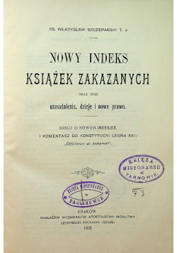 Nowy indeks książek zakazanych 1903 r.
