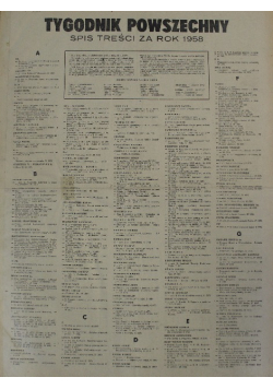 Tygodnik Powszechny Spis treści za rok 1958