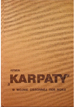 Armia Karpaty w wojnie obronnej  1939 roku