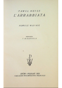L arrabbiata Nowele włoskie 1923 r.