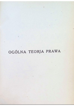 Ogólna teorja prawa 1922 r.