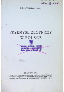 Przemysł złotniczy w Polsce 1933 r.