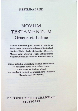 Novum Testamentum Graece et Latine