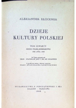 Dzieje kultury polskiej Tom IV 1946 r.