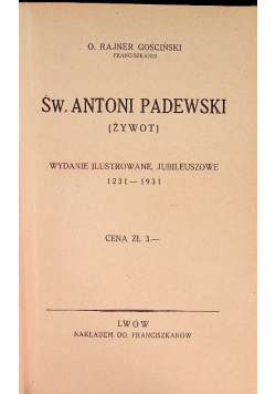 Św. Antoni Padewski żywot, 1931 r.