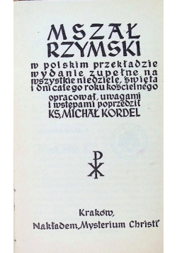 Mszał Rzymski w polskim przekładzie 1936 r.