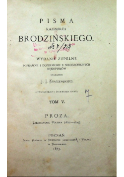 Pisma Kazimierza Brodzińskiego Tom V 1873 r.